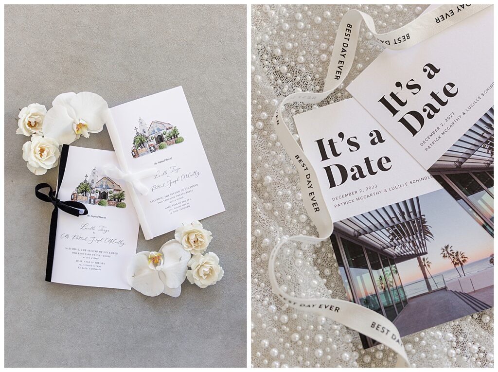 wedding program and save the date invitations
