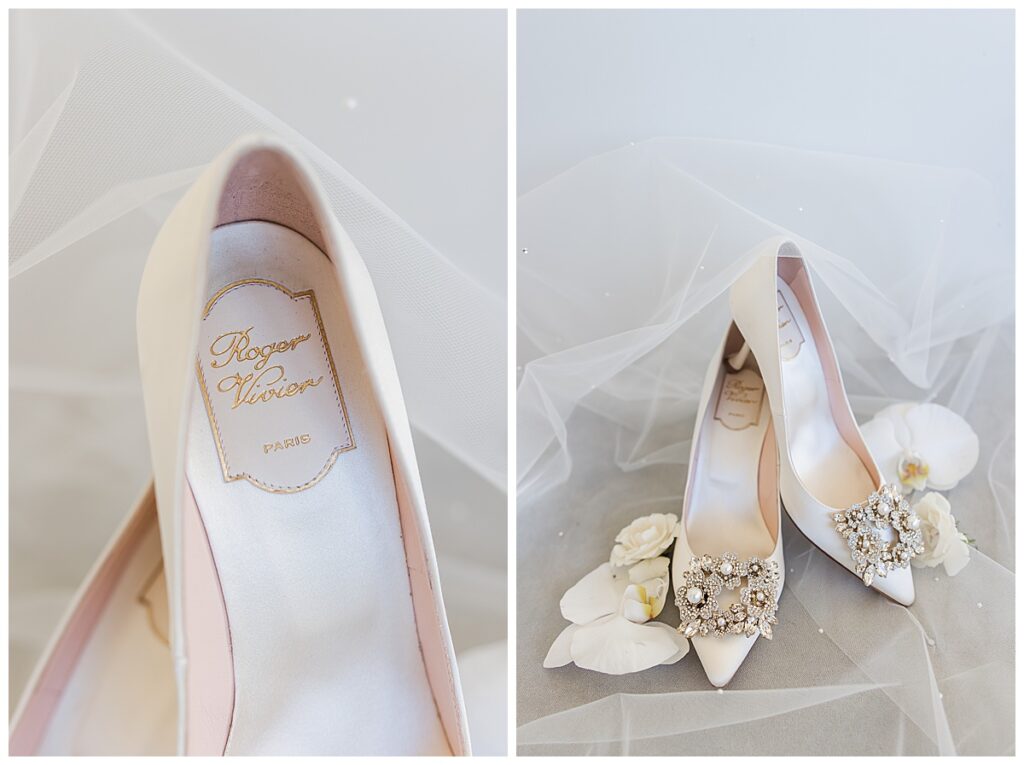 satan Roger Vivier wedding shoes with jeweled buckle