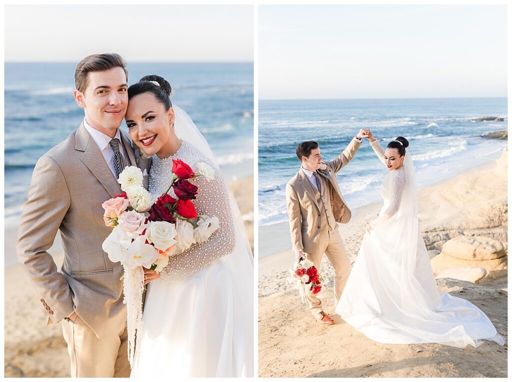 bride and groom portraits at the cliffs in La Jolla San Diego