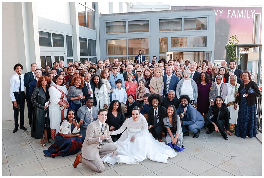 group wedding portrait at the Museum of Contemporary Art San Diego