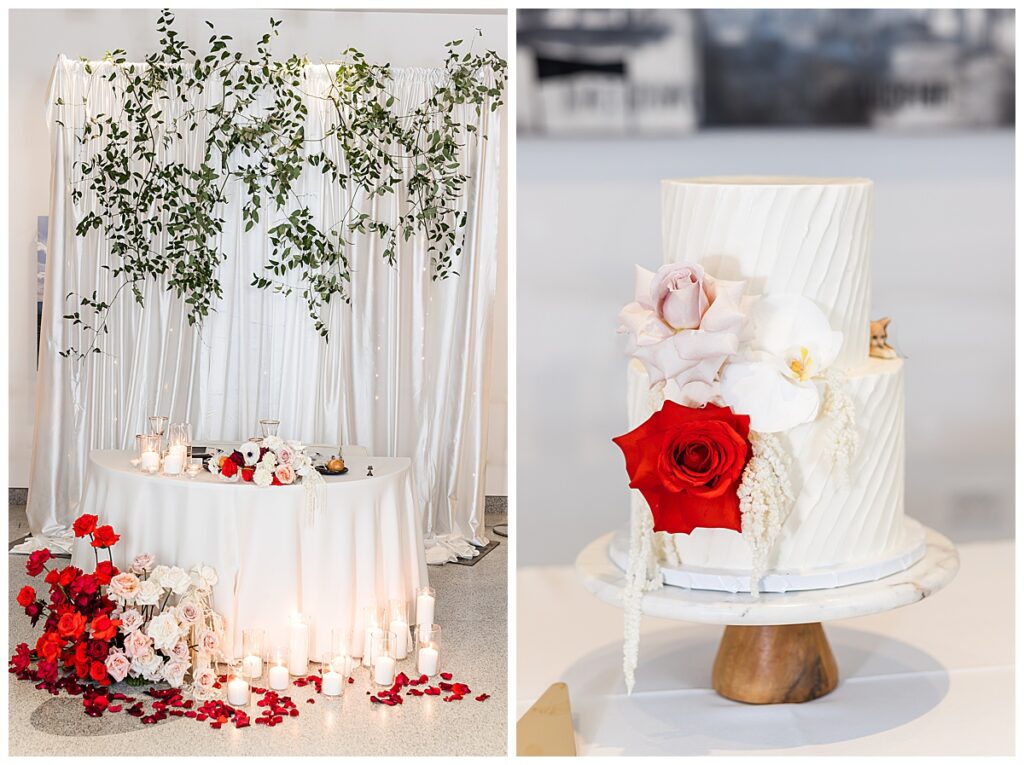 sweetheart table and cake at a Museum of Contemporary Art San Diego wedding