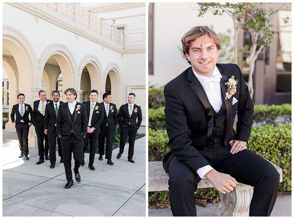 Groom and groomsmen at the Immaculata San Diego