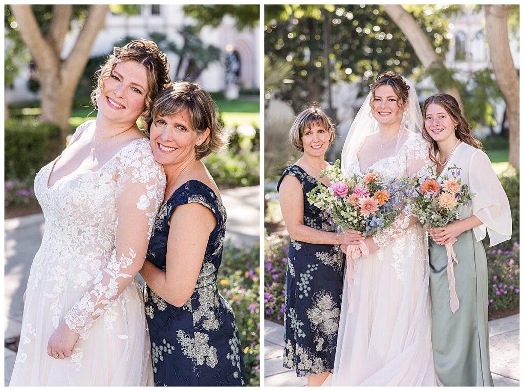 Bride with mother and sister