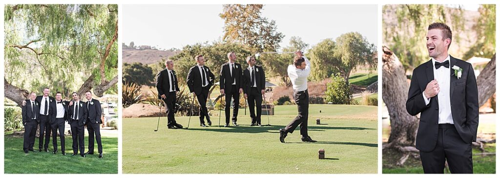Groom and groomsmen before the ceremony at Maderas Golf Course San Diego