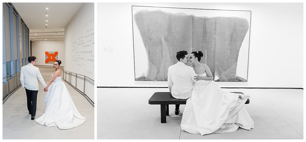 Bride and Groom inside the San Diego Venue the Museum of Contemporary Art San Diego