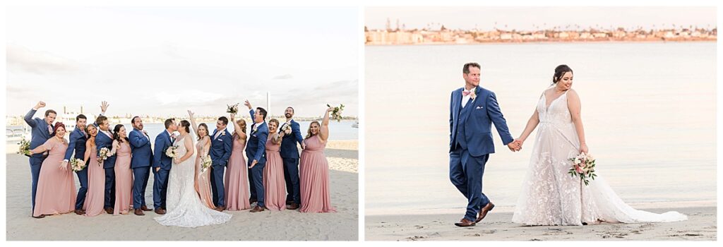 Bride and Groom and Bridal Party on the bay at the Catamaran Resort