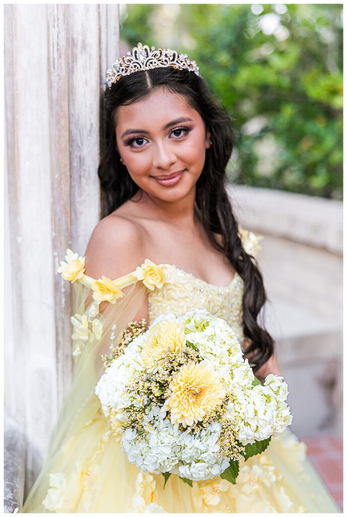 Balboa Park Quinceanera photo session at the wishing well by the Prado, San Diego