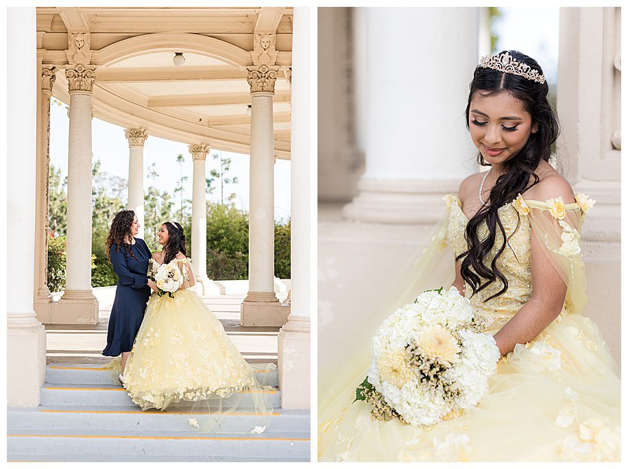 Teen girl with mother for her quinceanera portraits at the Organ Pavilion 