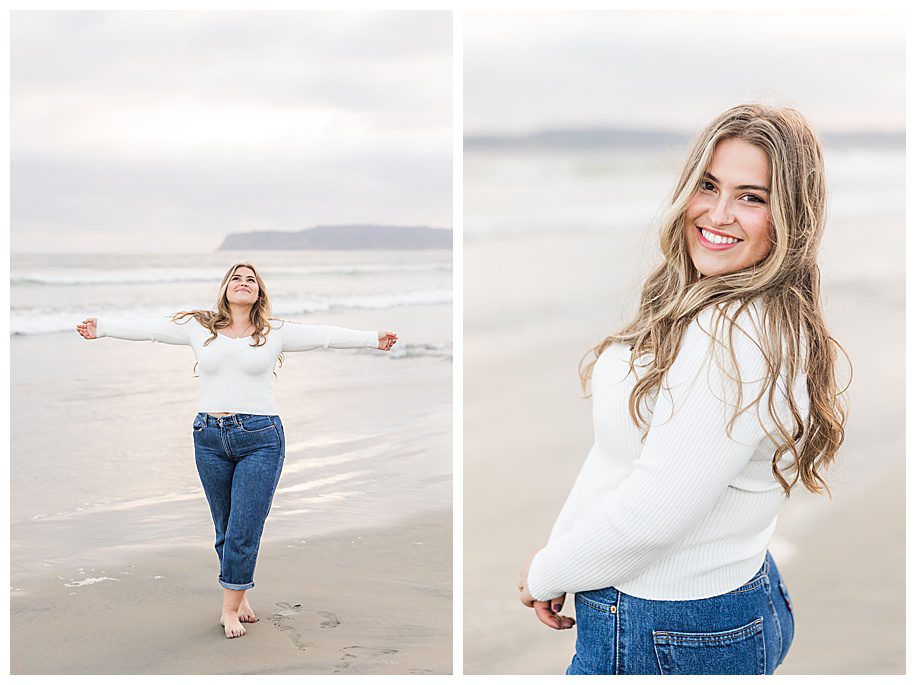 San Diego portrait session at Coronado Beach girl on beach