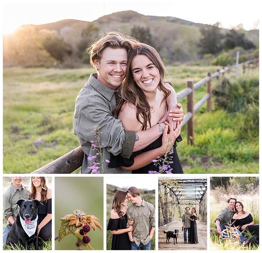 Collage of images from a Sweetwater River Bridge Engagement