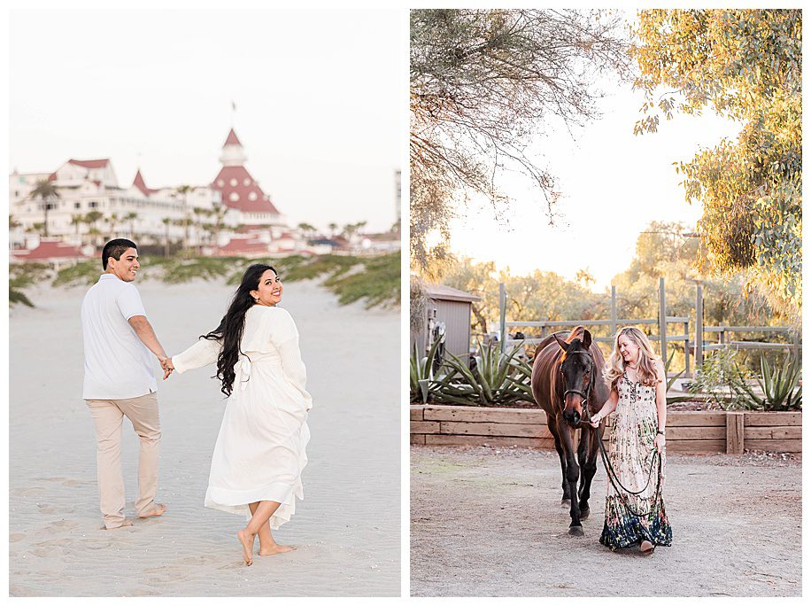 Women wearing long dresses for portraits