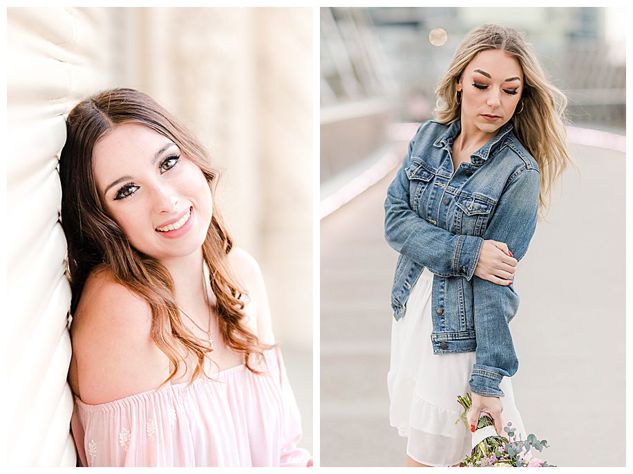 Women with professional hair and makeup done for their portrait session