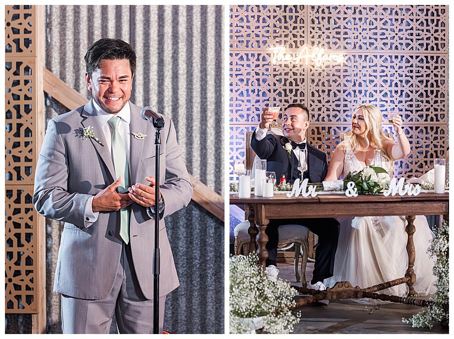 best man toasting bride and groom