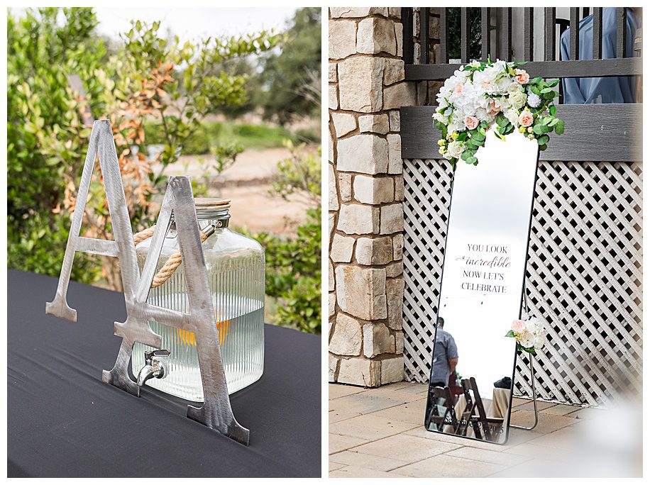 AA water jug and mirror with flowers