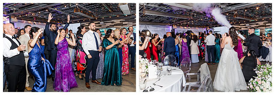 Coasterra Wedding Reception guests during a t-shirt toss
