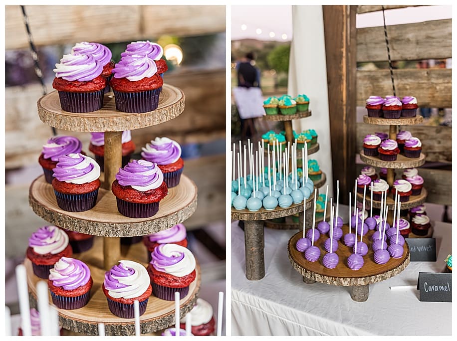 purple and torquoise cupcakes and cakepops
