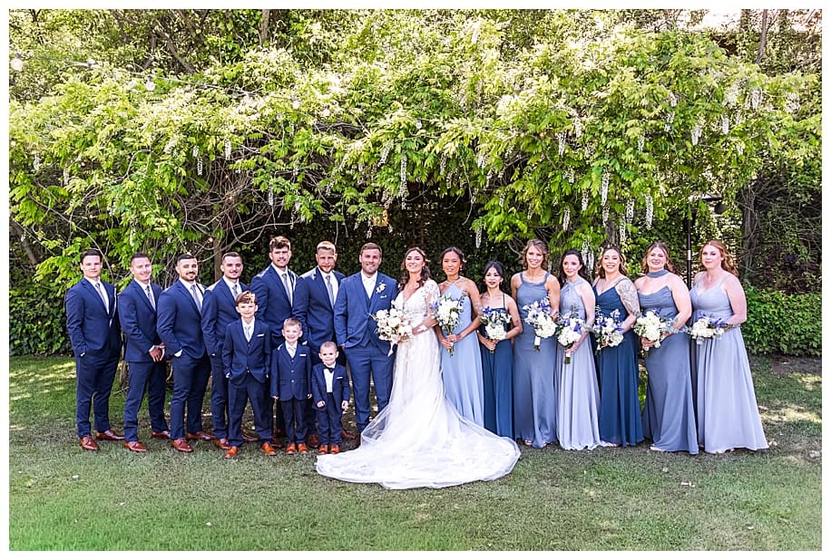 bride and groom and bridal party at their Sacred Mountain Wedding