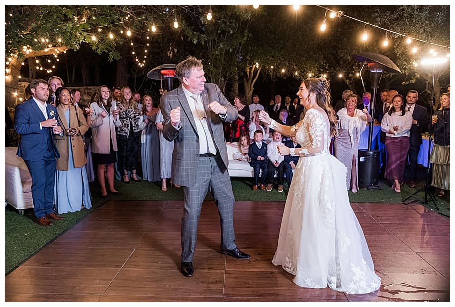 father daugher dance during her Sacred Mountain Wedding