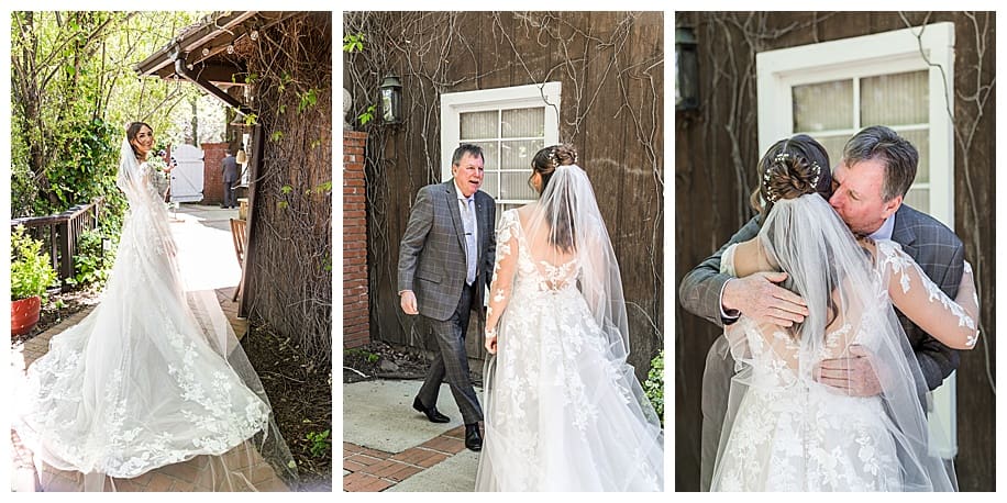 father daughter first look at a Sacred Mountain Wedding