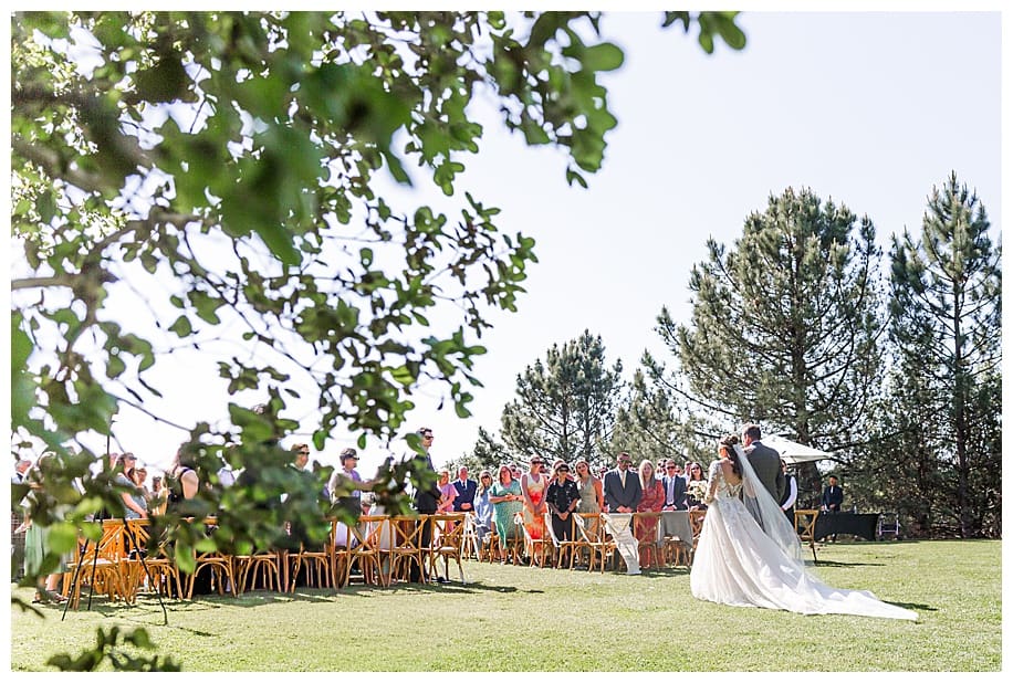 father walking bride down aisle at her Sacred Mountain Wedding