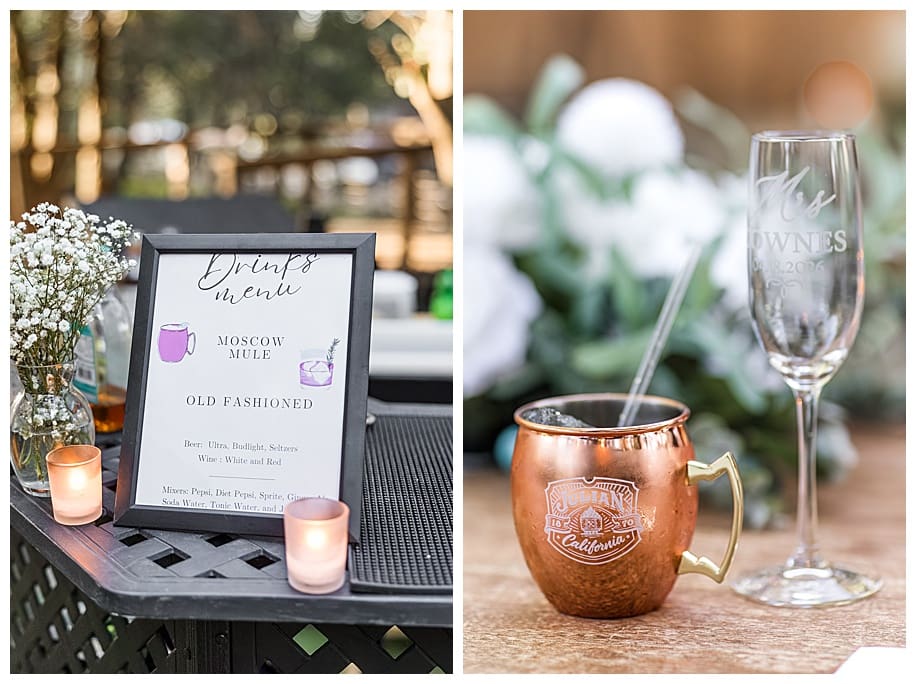 wedding drink menus and moscow mule cup