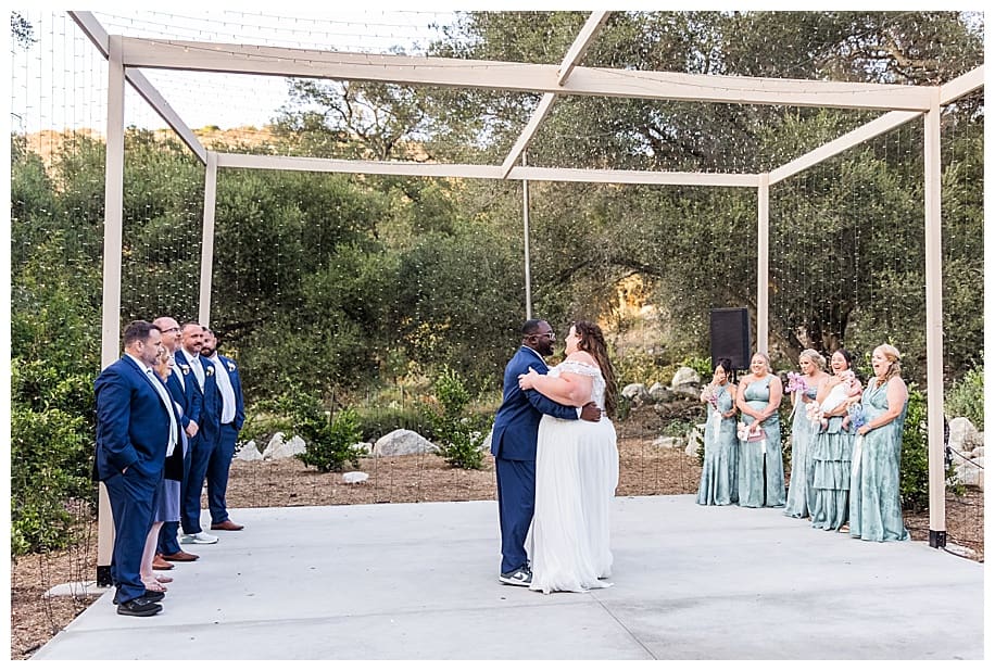 bride and groom dancing surrounding them at their Enchanted Hills Estate Wedding