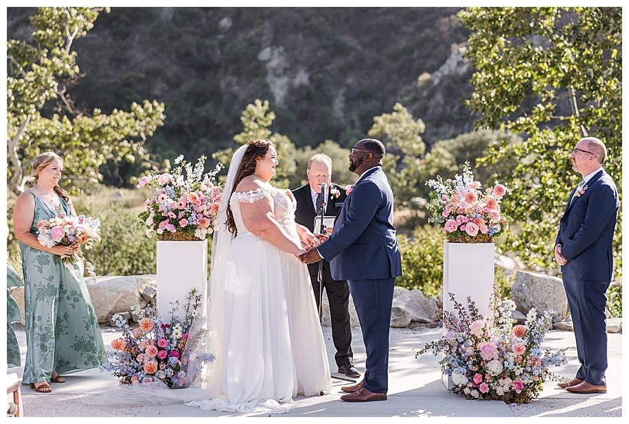 bride and groom saying vows at their Enchanted Hills Estate Wedding ceremony