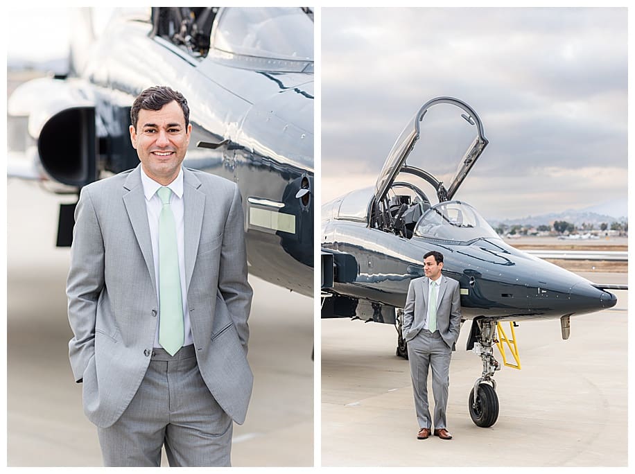 groomsman jet fighter portrait session
