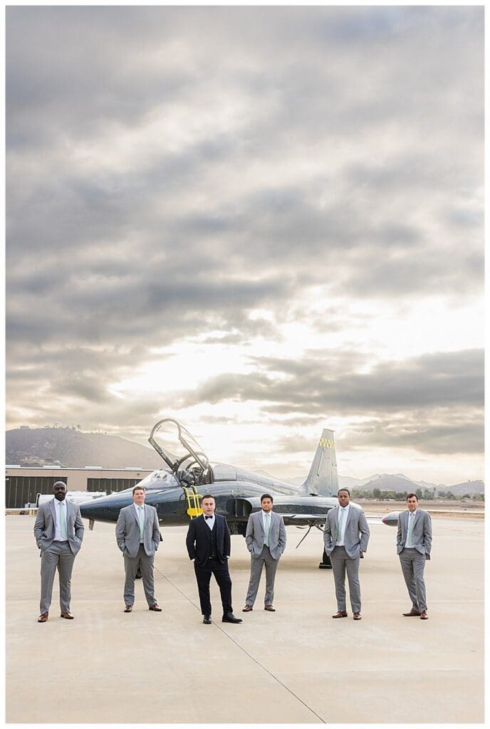san diego airport portrait session with men and jet