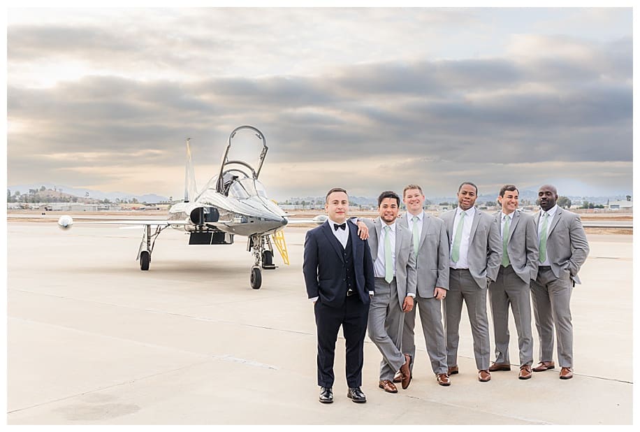 jet fighter portrait session groom and groomsmen