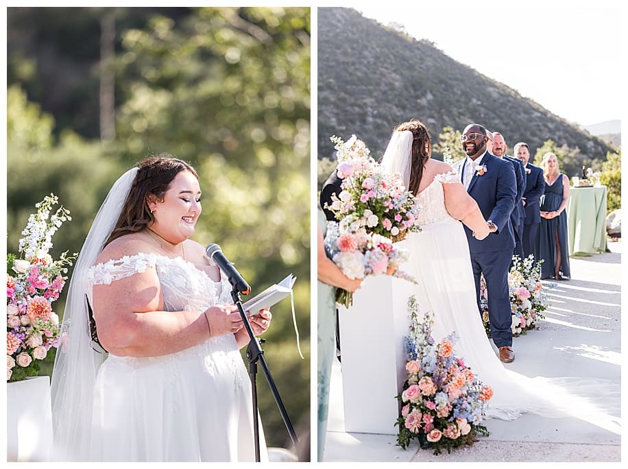 bride reading vows at a Enchanted Hills Estate Wedding