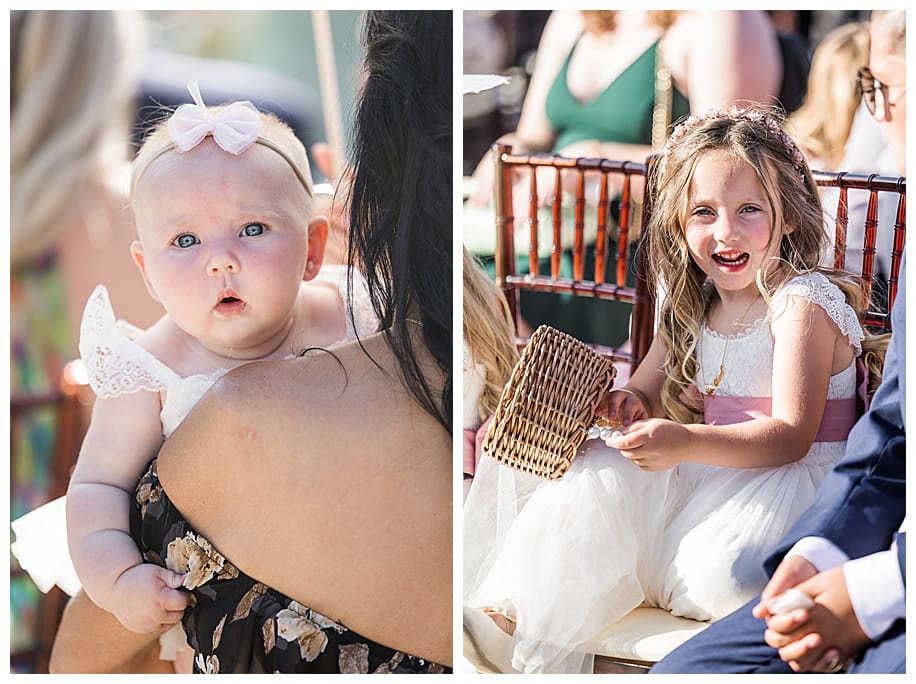 baby and child in chairs at wedding ceremony