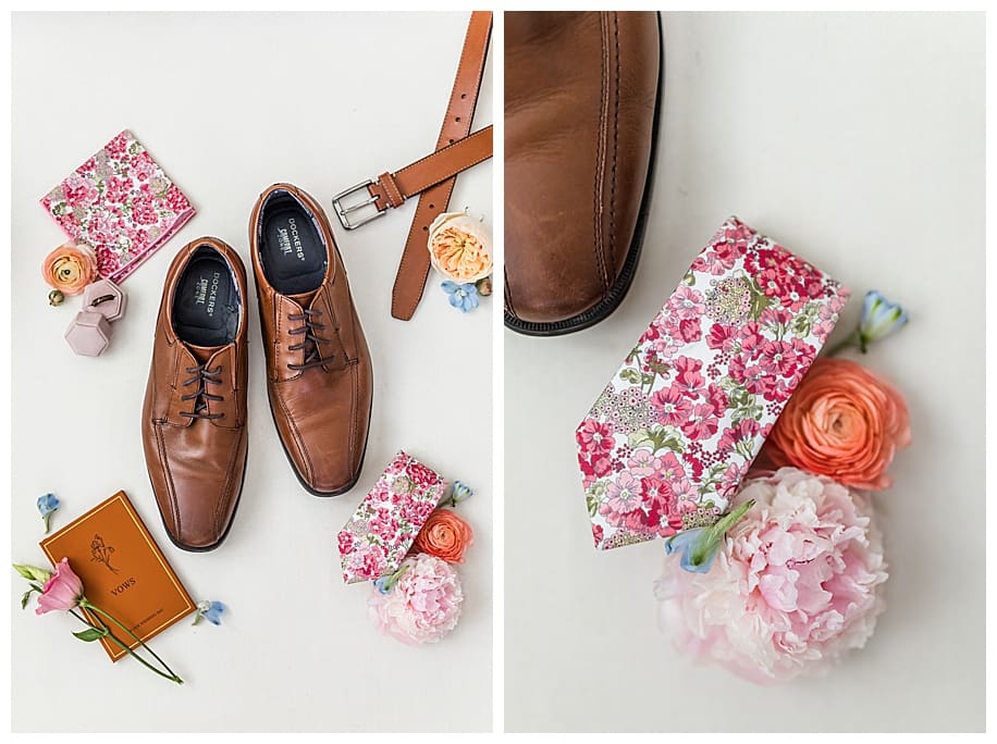 groomsmen details and floral tie