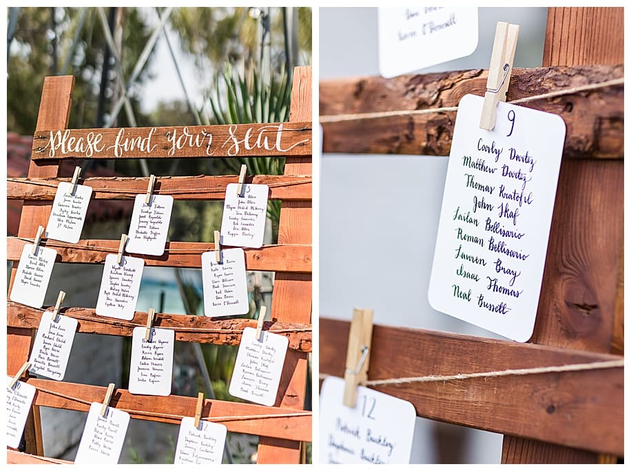 wedding seating chart on wooden chart